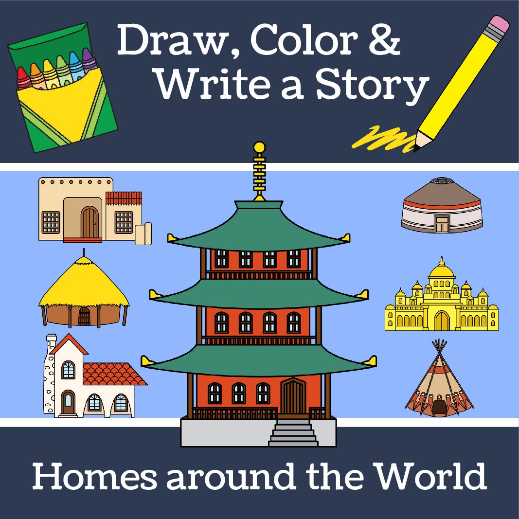 As students learn about different types of 'homes' throughout the world and history, this is a perfect resource to incorporate into your lesson plans. It includes 9 worksheets. Each will display a different type of home. Students are asked to 'add to the picture, color and write a story.'


Types of homes included:


- hut

- chalet

- adobe

- Japanese Minka

- palace

- Spanish colonial

- tipi

- yaranga

- yurt