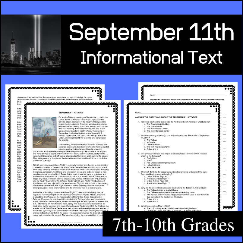 September 11th - Informational Article - Reading Comprehension