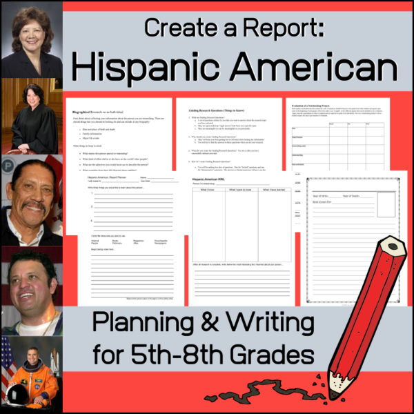 Have your students complete a biographical research report on a Hispanic American with the help of this resource. Your students may need some guidance in the planning, organizing and presenting a wonderful project, so I have included several thing to aid them.