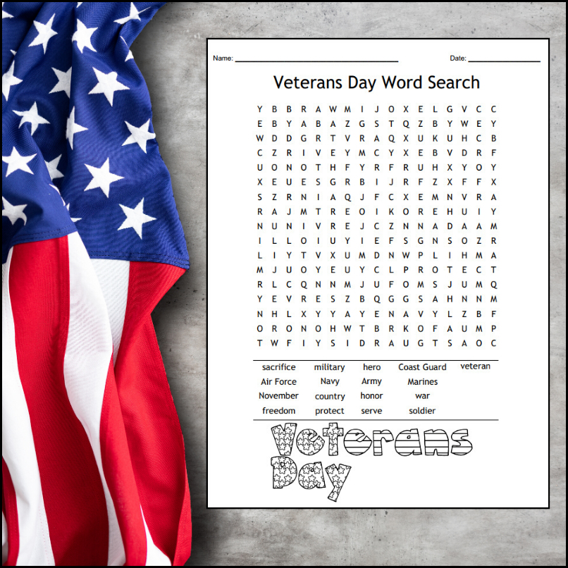 Veterans Day Word Search My Teaching Library CHSHTeach LLC