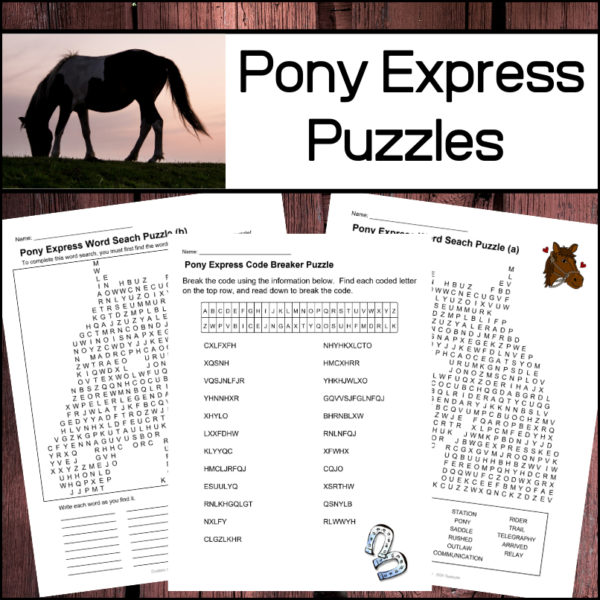 Studies have shown that word search and other word puzzles can help improve memory, focus, vocabulary, word recognition, pattern recognition, and overall mental acuity! With this in mind, why not engage students in some brain exercises using these puzzles? Perfect to use while you are doing a unit on the Pony Express and the westward expansion of the United States.