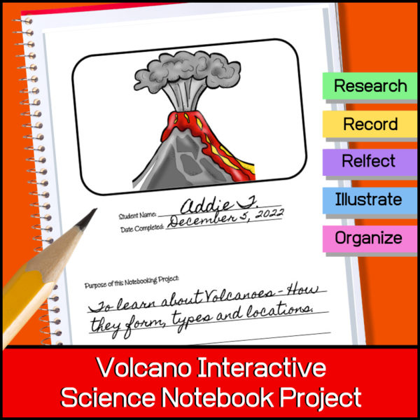 Help your students become self-learners as the plan, research, organize and most of all...LEARN as they create their own Volcano notebook project. This cross-curricular resource has been designed to inspire and guide students through the learning and reporting process as they learn how volcanoes are formed, prediction of eruptions, types of volcanoes, where they are located and more.