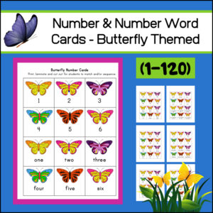 Butterfly Number Cards - Math