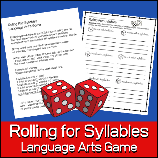 Syllables Game for 4th, 5th, 6th Grades