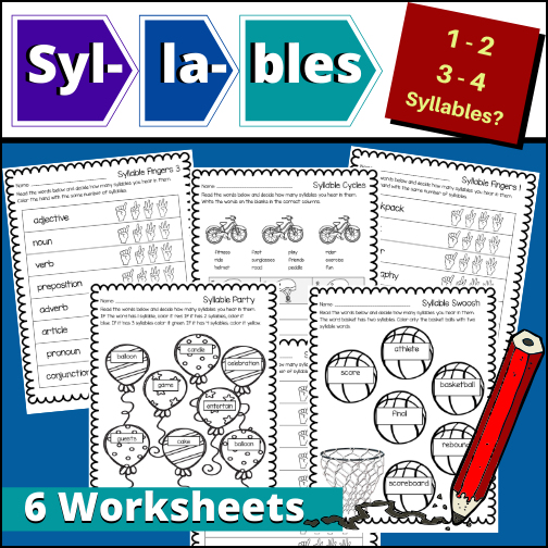 Do your students need practice determining the number of syllables in multisyllabic words? Here are 6 print and go, ready to use themed worksheets! One worksheet will have students working with words of 1, 2 and 3 syllables. The five remaining worksheets will include words of 1, 2, 3, and 4 syllables.