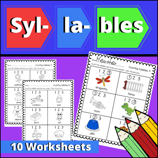 Give students the practice they need in counting syllables! 10 fun, engaging worksheets for students, each with a picture to color, the picture word (to help with vocabulary learning) and numbers to circle to show how many syllables are in each word!