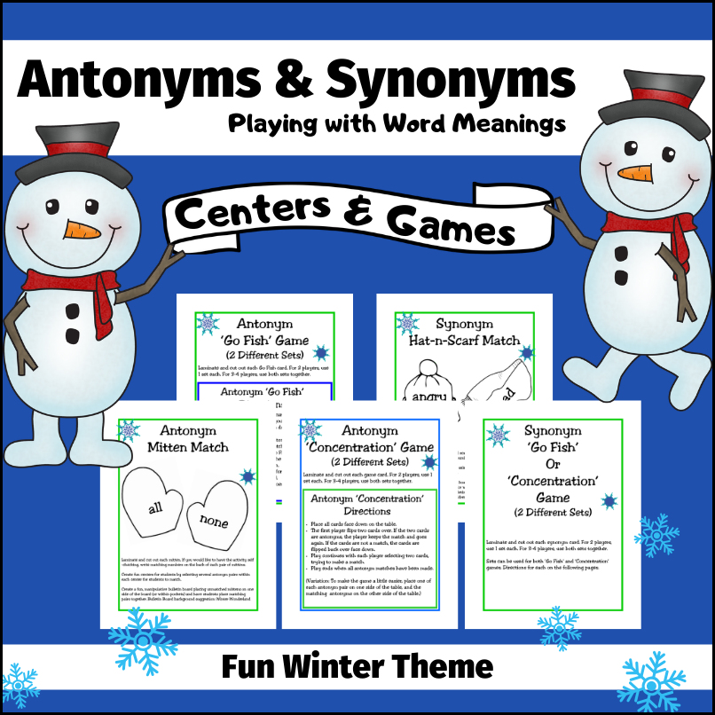 Synonym Center Activities & Matching Games