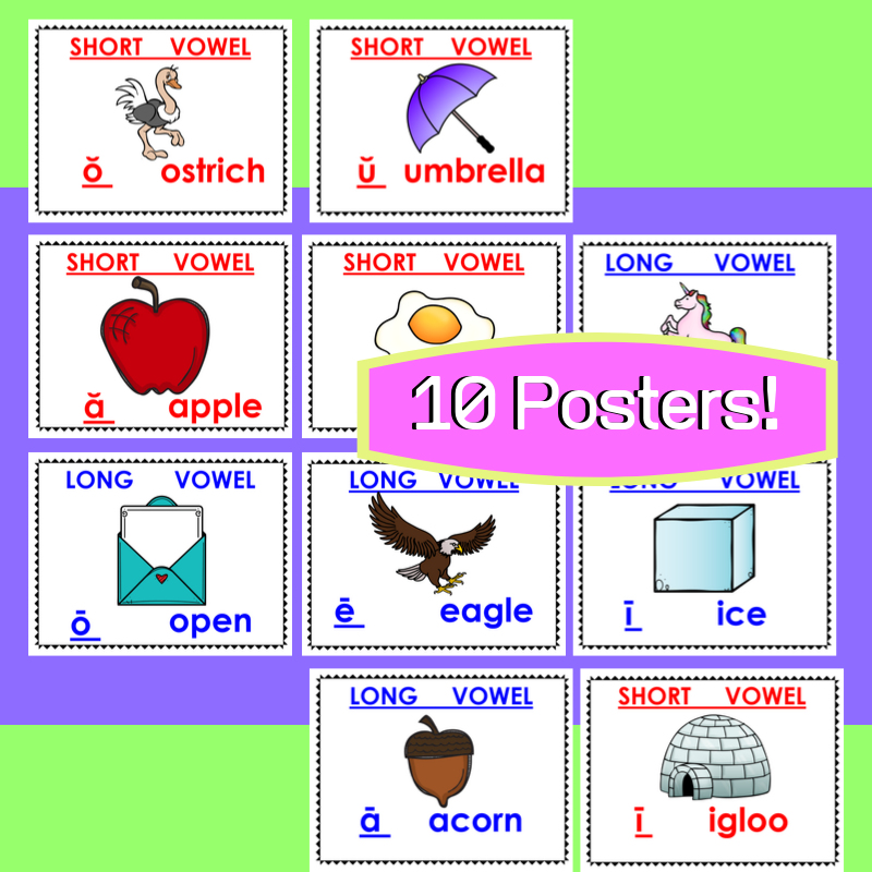 Vowel Sounds Poster Set My Teaching Library Chsh Teach Llc 2841