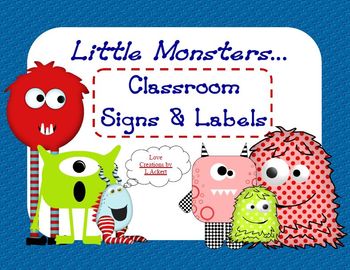 Little Monsters Classroom Signs and Label