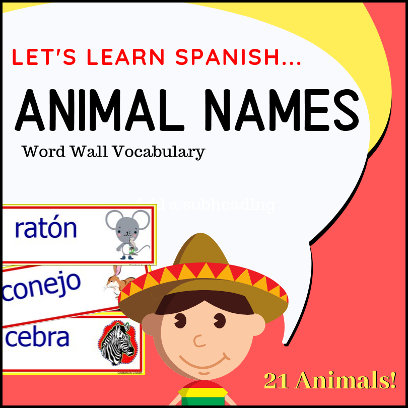 Spanish-AnimalNames-Word-Wall