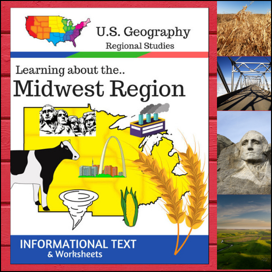 Regions of the U.S. - Midwest Region - Informational Text and Worksheets