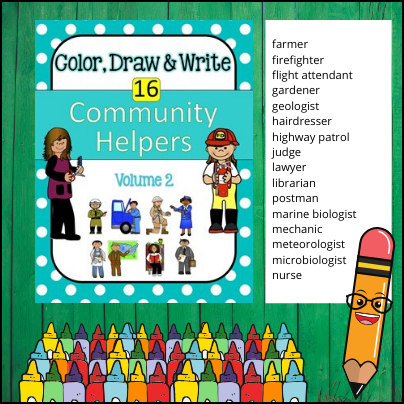 This download is perfect to use during any Community Helpers unit. It contains 3 pages for each of the 16 community helpers and students will have the opportunity to color, draw and write practicing fine motor skills as well as handwriting and sentence writing for older students!