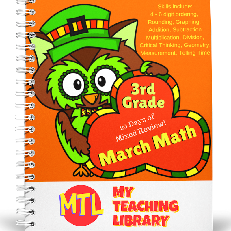 z 413 March Math 3rd grade workbook cover