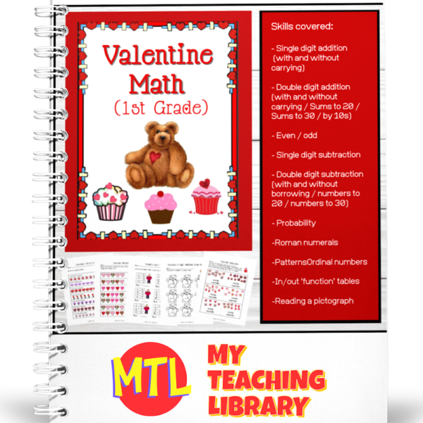 z 445 Valentine Math for 1st Grade
