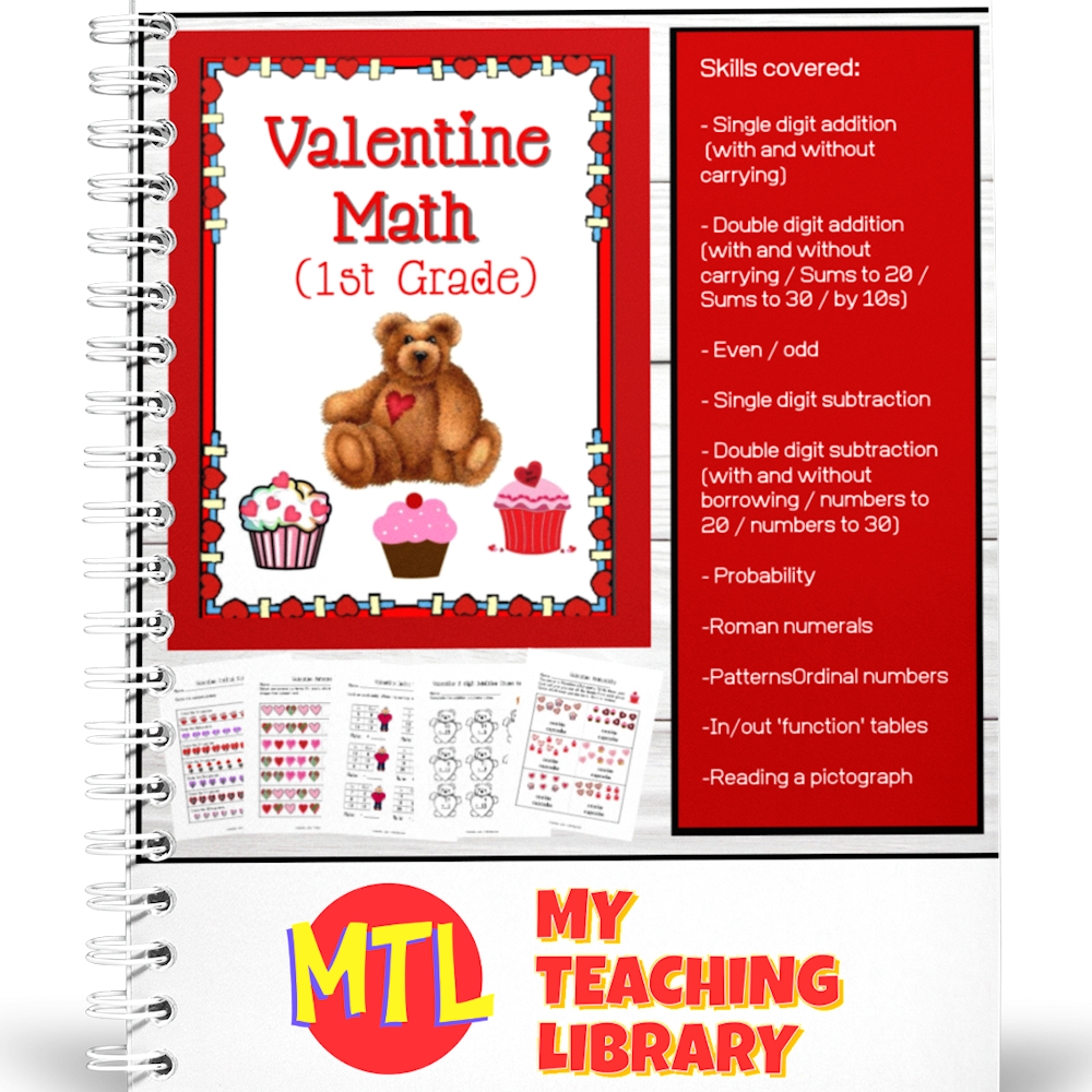 z 445 Valentine Math for 1st Grade