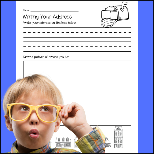 Here is a worksheet for students to write their address, and then draw a picture of where they live. They can also color the mailbox and different times of homes that are included on the page.