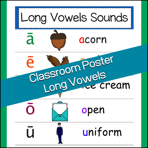 This phonics chart will give students a visual aid to help them remember the long vowel sounds!