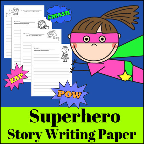 The resource provides 4 writing papers for students to self-publish their very own 'Superhero' story!