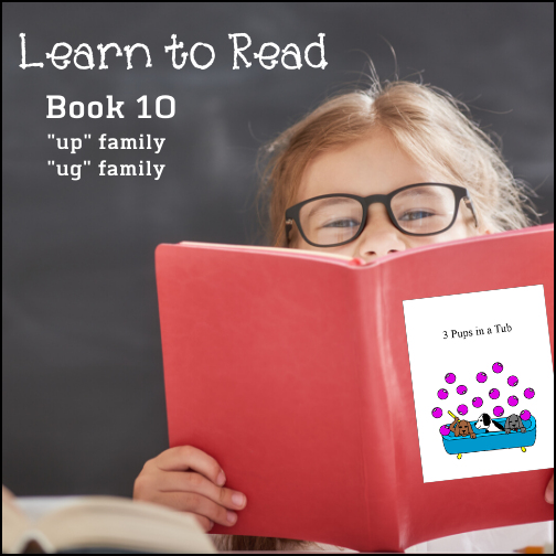 This simple ‘Learn to Read’ book will teach children words from the ‘up and ug’ word families: up, pup, cup, pups, tub, rub, dud, cub, rug as well as a review of a few words from previous books in the series. Students will find cute hand drawn illustrations that go along with the word, phrase or short sentence on each page. (Book 10 – 26 pages).
