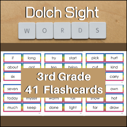 41 Dolch 3rd grade sight word flashcards