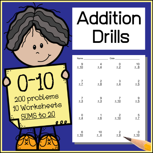 Addition for 1st Grade - Sums to 20