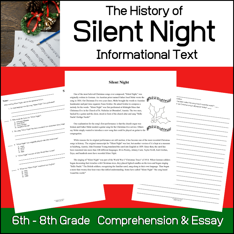 history-of-silent-night-christmas-carol-worksheets