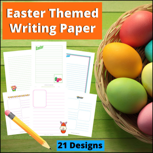 Easter Writing Paper Secular - Bunnies, baskets and Eggs