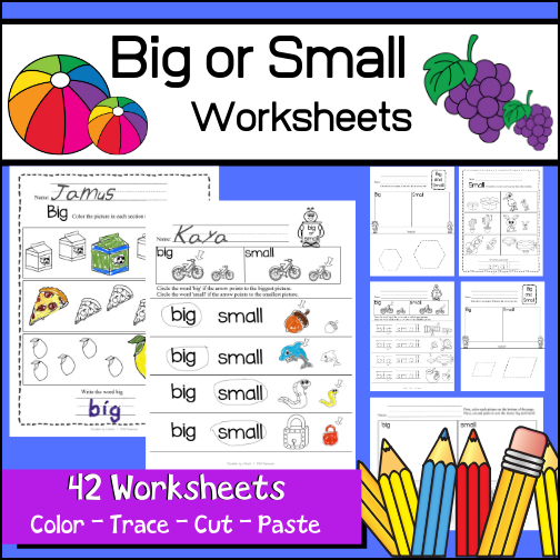 Big vs Small - Worksheets teaching visual discrimination