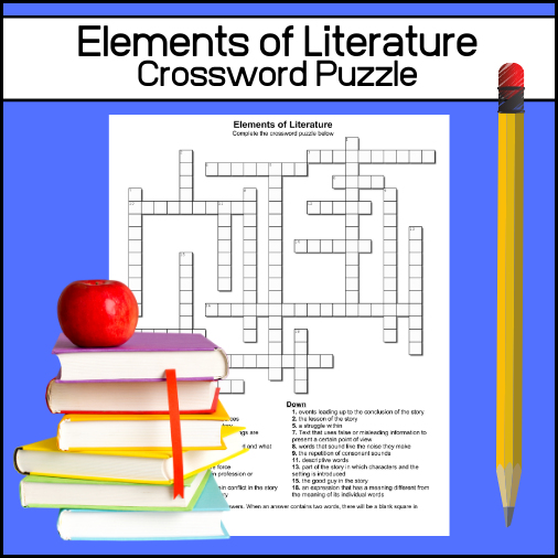 Give your students a fun way to strengthen their knowledge of literary terms. This Elements of Literature Crossword puzzle will give students definitions of 20 terms and students must complete the puzzle using the correct terms. I have included an optional word bank (separate page), for students who may need the terms.