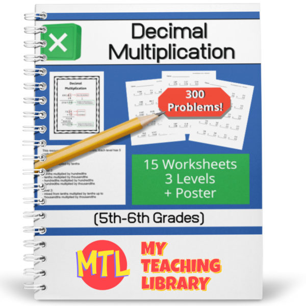This resource is designed to give students the practice the need to become proficient at multiplying decimal numbers. There are three levels, 15 worksheets (20 problems each) and answer keys. That's 300 problems! Use as practice sheets, homework, or for quizzes and tests. 
