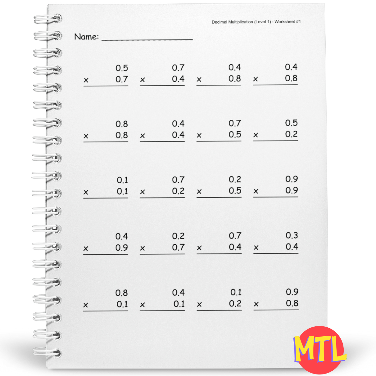  Decimal Multiplication Workbook My Teaching Library MyTeachingLibrary