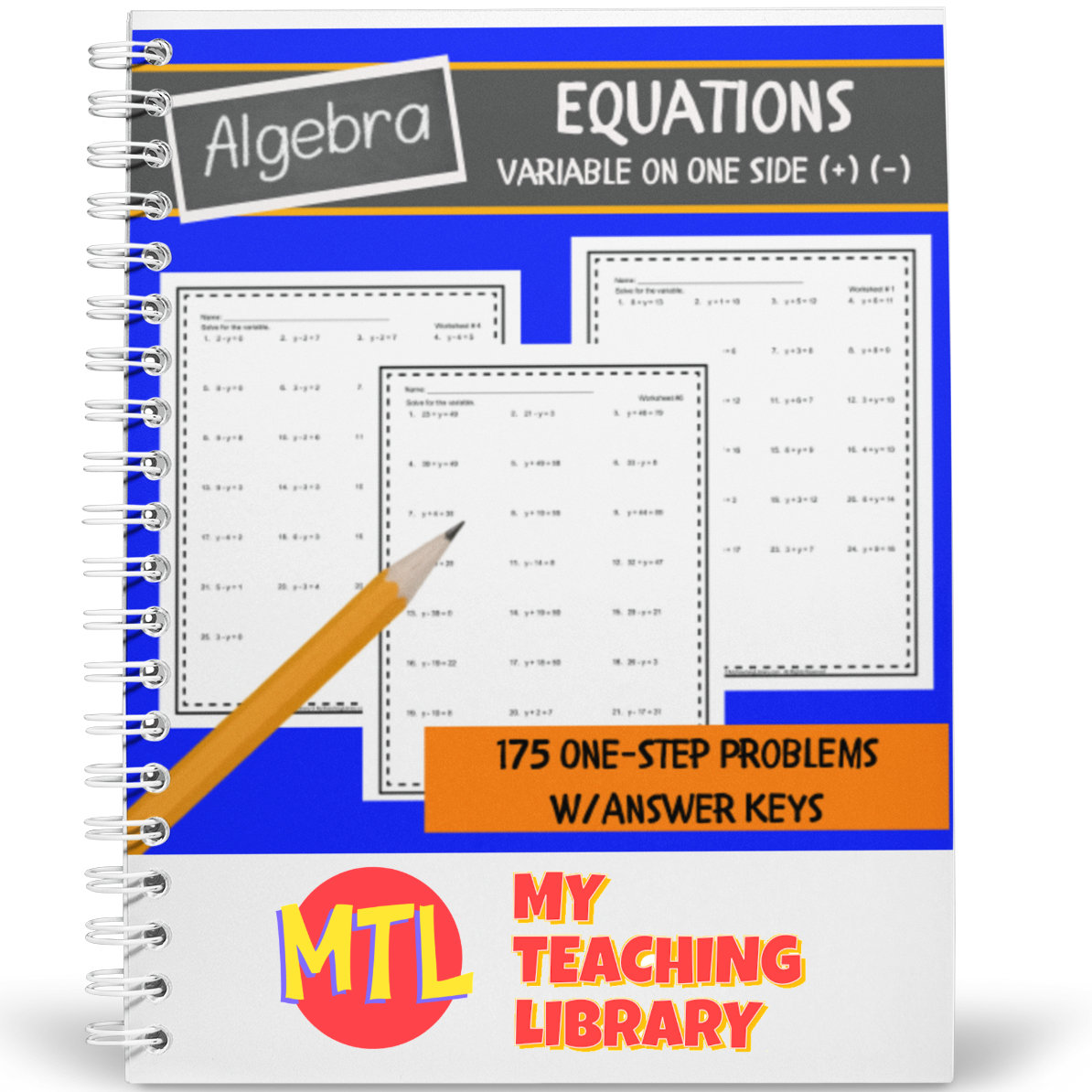 Give students the practice they need when learning to solve one-step, one-variable equations! This resource provides 7 different worksheets, each with 25 problems for a total of 175 problems. All equations in this set of worksheets use only the properties of addition and subtraction.