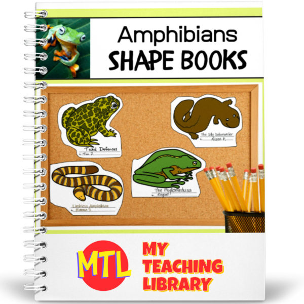 Here are four different amphibian shape books for student self-publishing!


Students can use these shape book patterns to write stories, poems, and reports. Each book pattern has a cover page, a blank page and two pages with lines. Students can use as many pages as they need to complete their work and then fasten together with staples, ribbon or string.