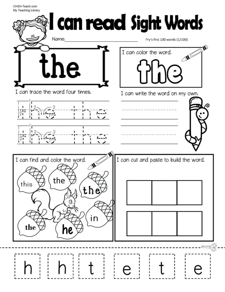 Free Worksheets - I Can Read - My Teaching Library | MyTeachingLibrary.com