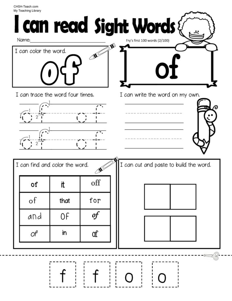 Free Worksheets - I Can Read - My Teaching Library | MyTeachingLibrary.com