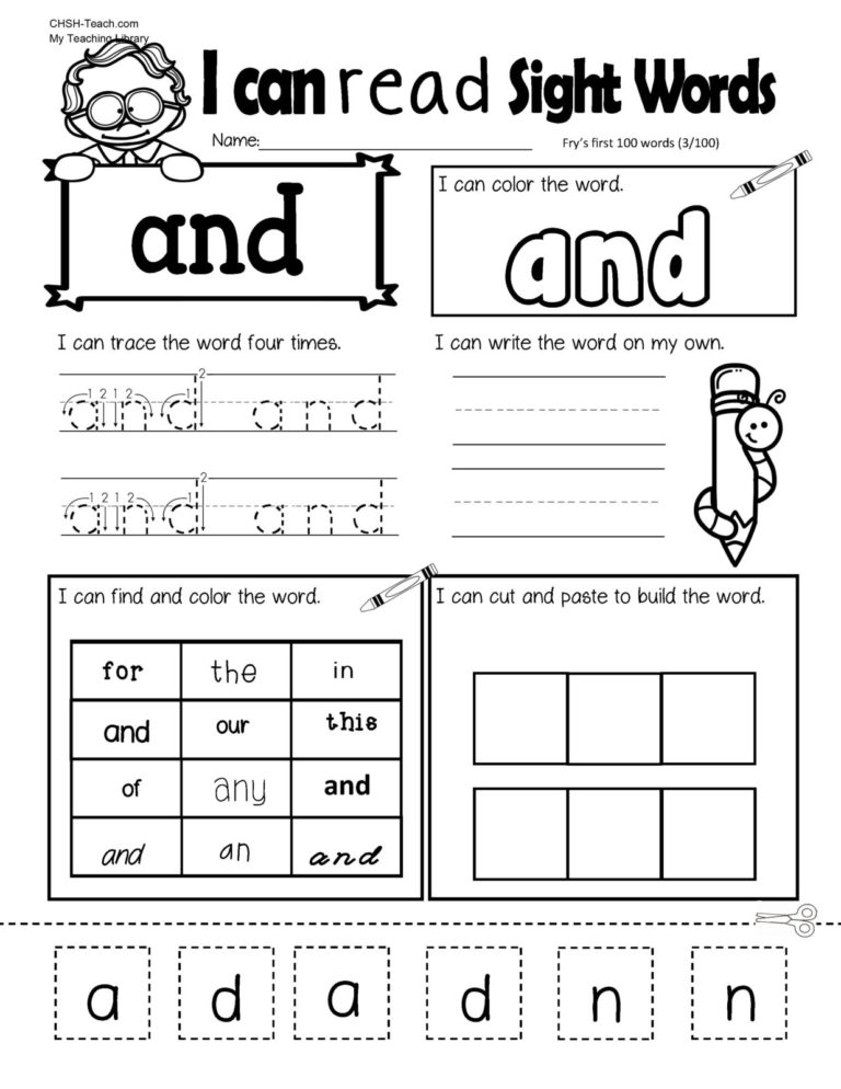 Free Worksheets - I Can Read - My Teaching Library | MyTeachingLibrary.com