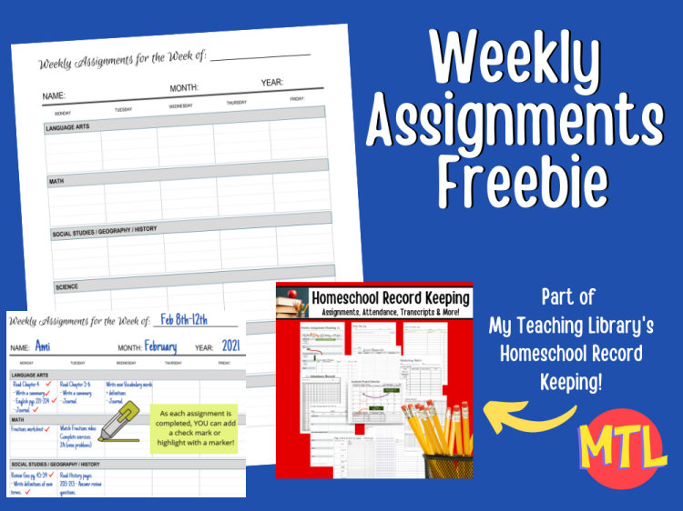 Weekly Assignments Freebie