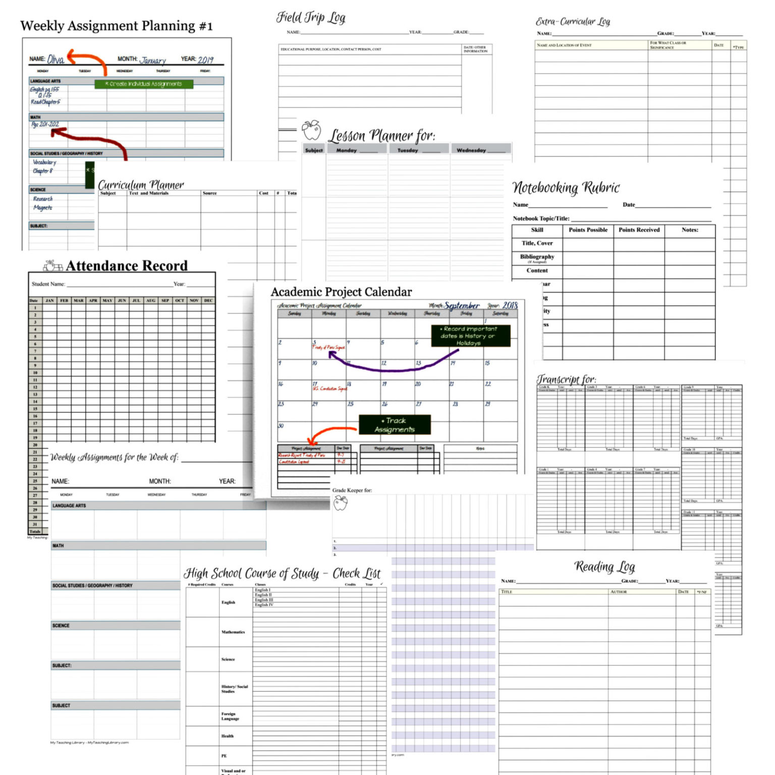 Homeschool Record Keeping My Teaching Library