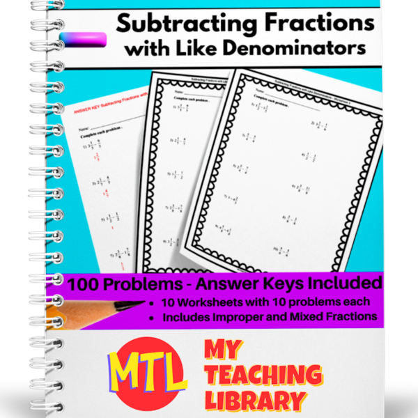 z 394 subtracting fractions - like denominator cover