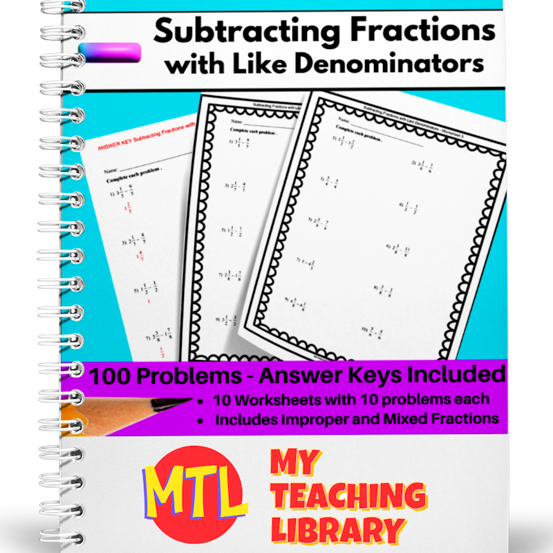 z 394 subtracting fractions - like denominator cover