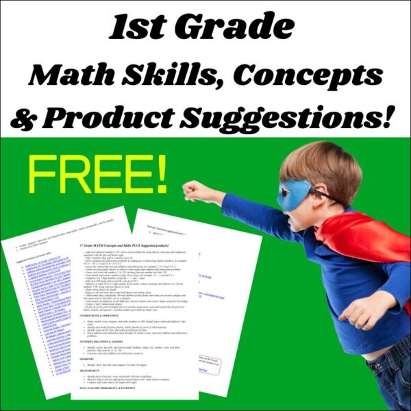 1st grade Math Skills, Concepts & Product Suggestions