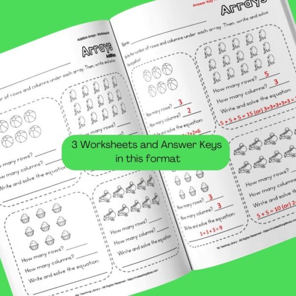 Addition | Math Array Worksheets - My Teaching Library ...