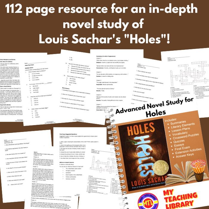 Holes by Louis Sachar Novel Study by Teach Simple