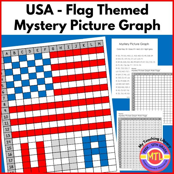 z 468 FREE USA Flag Themed Mystery Picture Graph