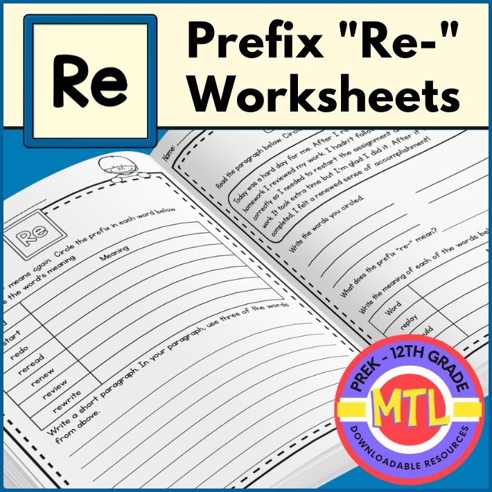 z 475 Prefix re- worksheet cover