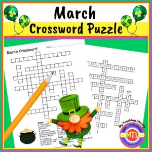 March St. Patrick's Day Crossword Puzzle: Fun Holiday Activity: 3rd - 5th Grades