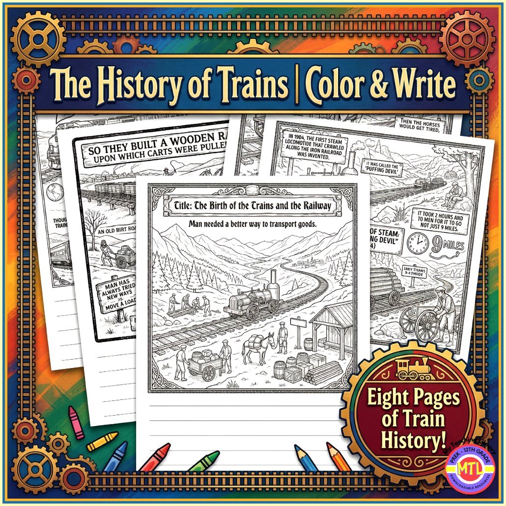 Z 3 History of trains color and write