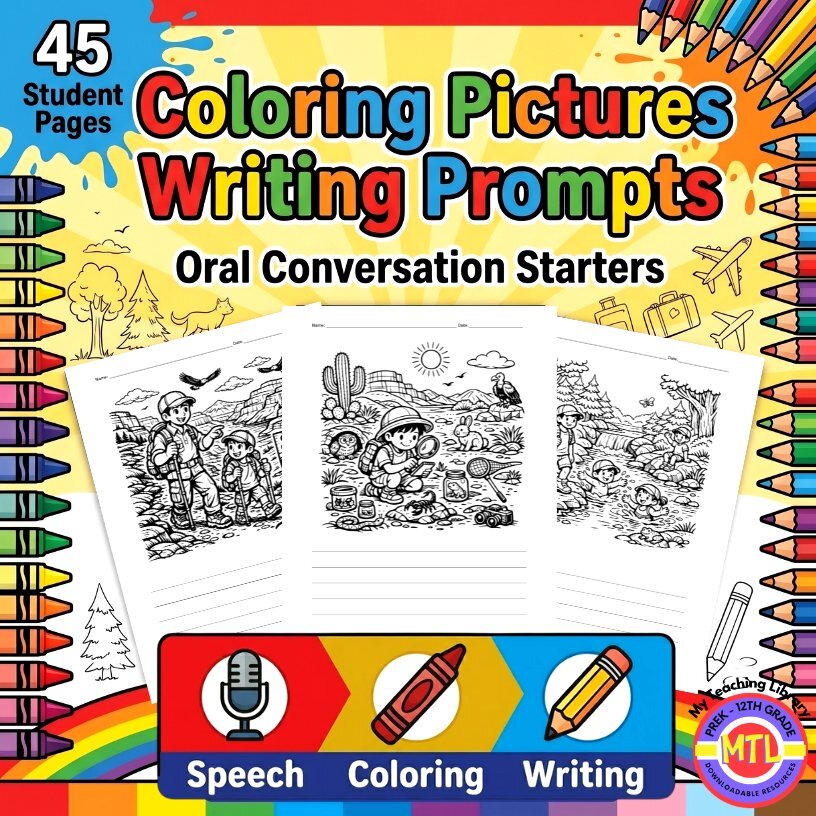 Y 95 Coloring Pictures Writing Prompts Cover