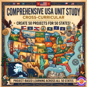 US 50 States Unit Study | Cross-Curricular Learning | Full Year Social Studies