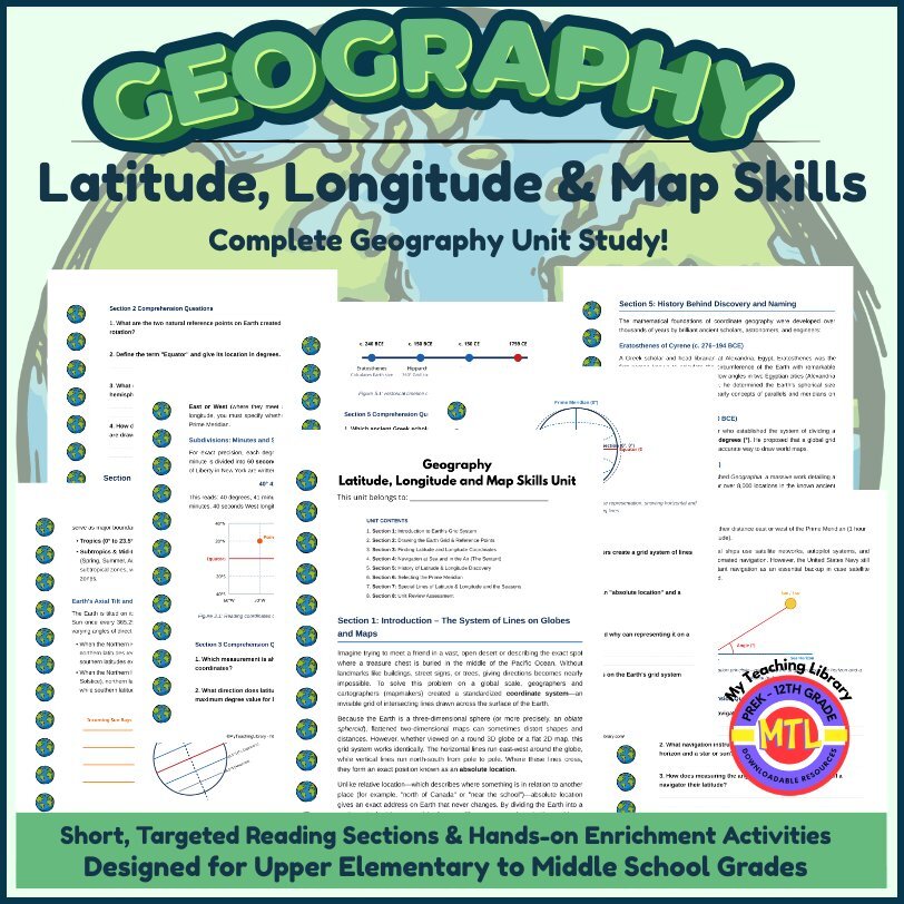 Y 84 Geography - Latitude - Longitude - Map Skills